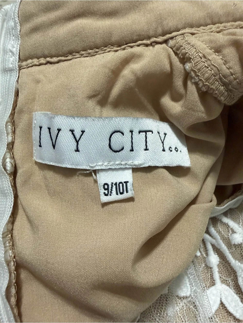 Ivy City Co Mini Sicily Dress Flutter Sleeves| White/Champagne | Size 9/10T